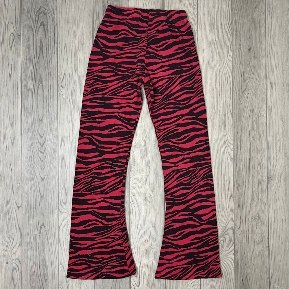 Mardi Mercredi Girls Size OS Red Zebra Flare Wide Leg Pull On Ankle Sweatpants